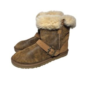 UGG Australia Blayre II Boots Womens Size 9 Brown Distressed Leather Shearling
